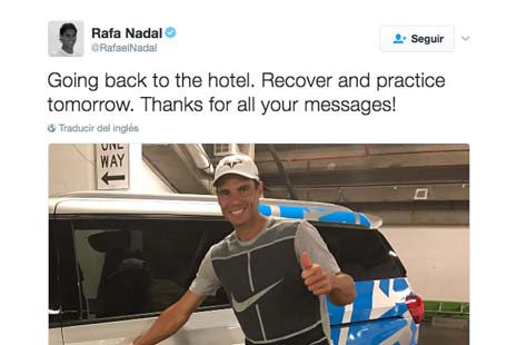 Rafa Nadal informa a sus fans en Twitter