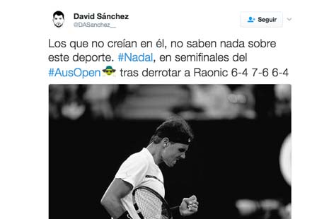 David Sánchez apoya a Rafa Nadal