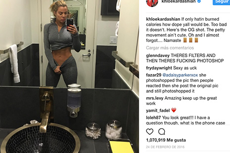 Foto de Khloe Kardashian editada en Photoshop