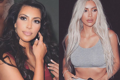 Kim Kardashian morena y rubia