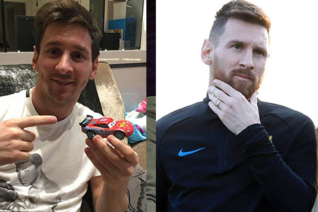 Leo Messi con y sin barba