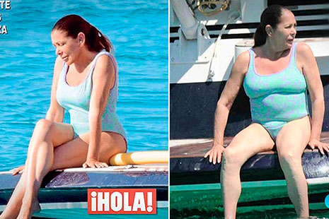 Portada de la revista HOLA con Isabel Pantoja, y al lado, la cantante en una pose más relajada
