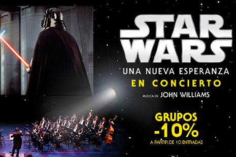 concierto star wars madrid darth vader Póster promocional del concierto de Star Wars con descuento para grupos