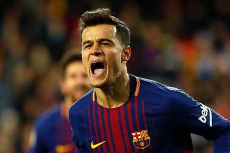 Coutinho celebrando un gol con el Barcelona