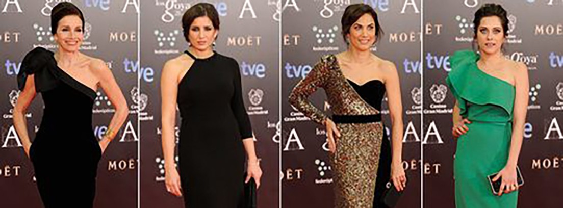 tendencias de moda primavera verano 2018 actrices Cuatro actrices con vestidos de gala con escotes asimétricos