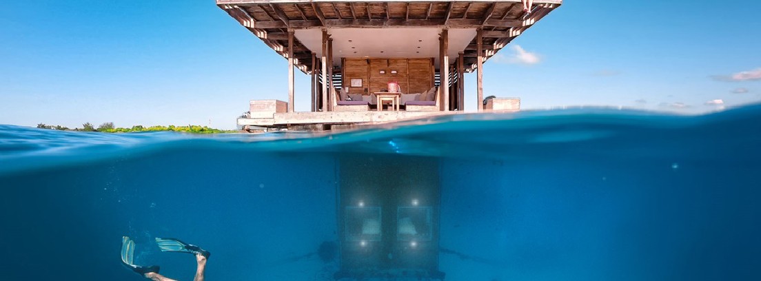 hoteles más originales del Mundo bajo el mar Habitación del Hotel bajo el agua