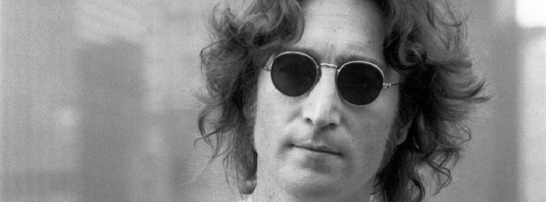 Gafas de sol pequeñas y redondas Foto de John Lennon en blanco y negro