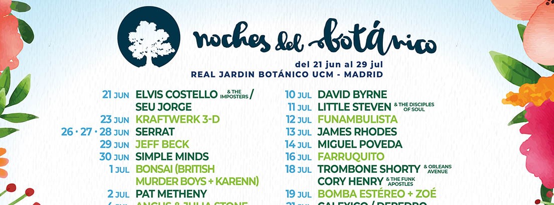 Cartel de las noches del Botánico 2018.