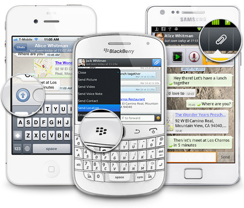 Primer paso para compartir tu ubicación por Whatsapp Terminales marcas: iPhone, Blackberry y Android para iniciar a compartir su ubicación