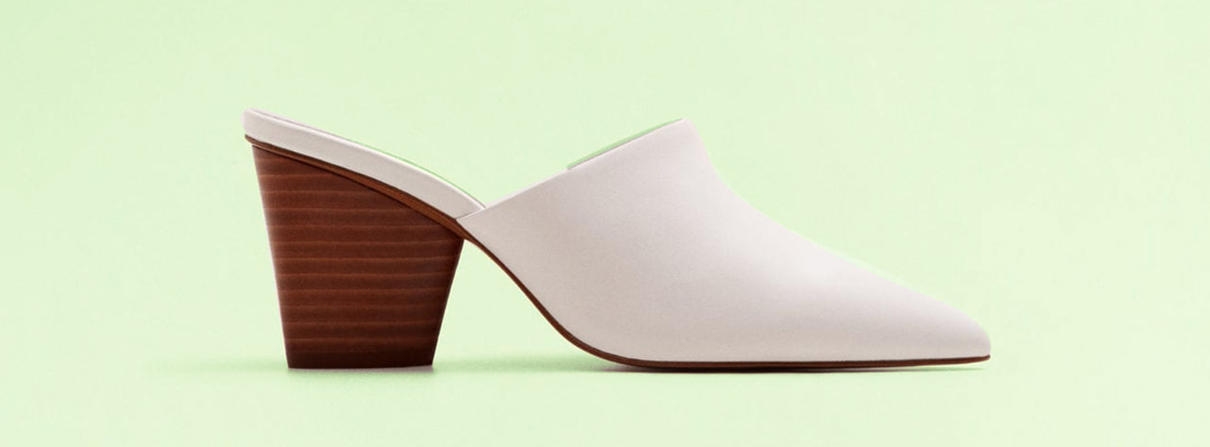 Mule piel tacón Mango Sandalias mules blancas de Mango