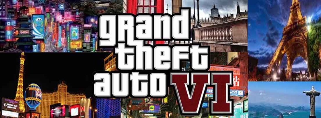 Cartel GTA VI Varias de las ciudades de GTA VI bajo el título del juego Grand Theft Auto 6