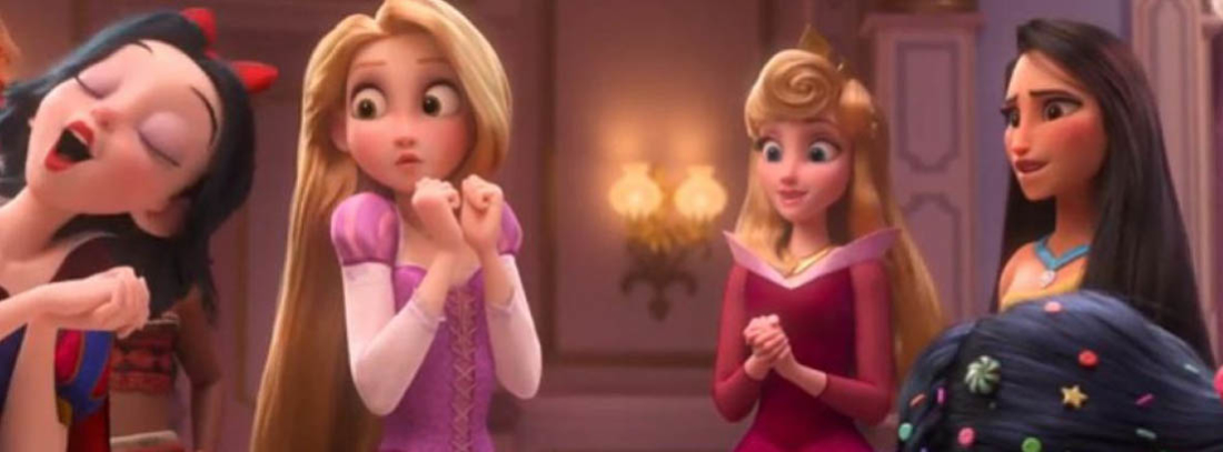 Escena de Rompe Ralph 2 con las princesas Disney y Vanellope Escena de Rompe Ralph 2 con las princesas Disney y Vanellope
