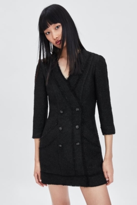 Vestido Blazer Tweed de Zara Vestido Blazer negro de la marca Zara