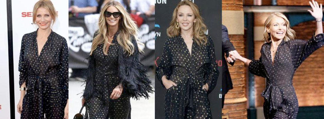 Cameron Diaz, Elle Macpherson, Kylie Minogue y Kelly Ripa con mono de Stella McCartney