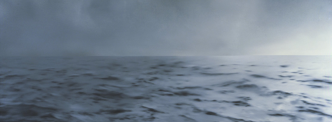 Marina (verde-grisáceo, nublado), óleo sobre lienzo de Gerhard Richter