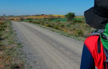 Peregrino haciendo el Camino de Santiago con la mochila en la espalda.